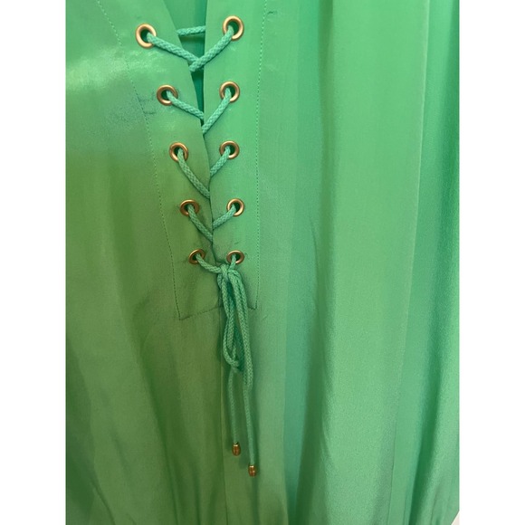 Leifsdottir Anthropologie Silk Sleeveless Front Pockets Mini Kelly Green dress 6 - Picture 2 of 11